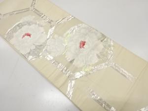 アンティーク　亀甲に牡丹模様織り出し袋帯（材料）